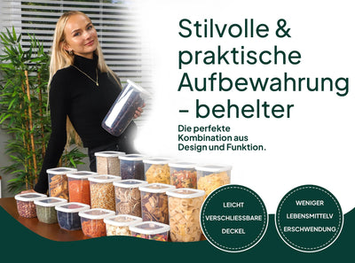 uandu Vorratsdosen mit Deckel Luftdicht - 12er Vorratsbehälter Set | Aufbewahrungsbox Küche Aufbewahrung & Organisation | BPA Frei | Küchen Organizer | Vorratsdosen für alle trockenen Lebensmittel