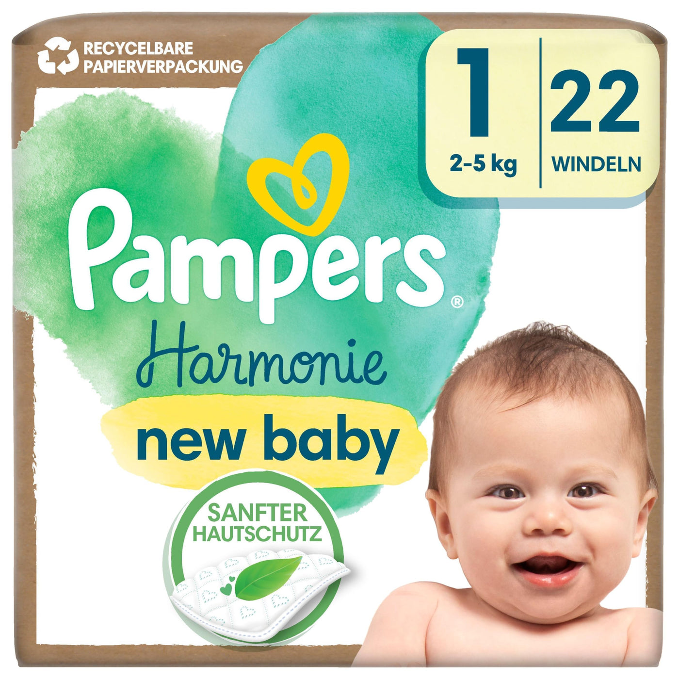 Pampers Harmonie Baby Windeln Größe 1, 22 Windeln, 2kg-5kg