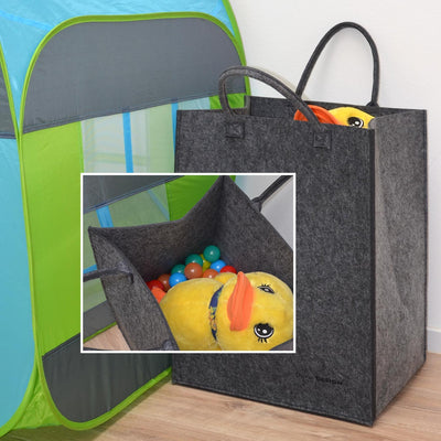 DuneDesign 100l Wäschekorb Filz Groß - Filztasche XXL Wäschekorb 60 cm hoch - Wäschesammler Filz - Holztasche für Kaminholz Groß Deckenkorb Wohnzimmer Flaschensammler Leergut Aufbewahrungskorb Filz