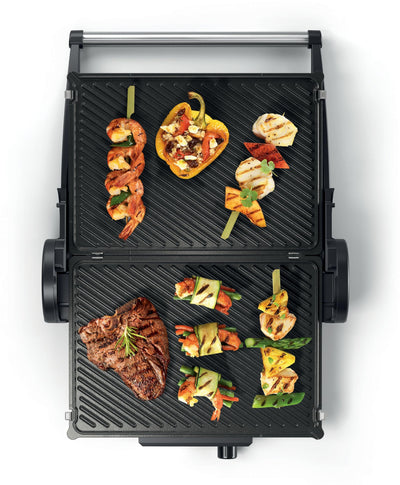 Bosch Tischgrill TCG4104, 3-in1-Kontaktgrill, Stufenloses Thermostat, Fettablaufrinne, Herausnehmbare Aluminium-Grillplatten, einfache Reinigung, 2000 W, rot