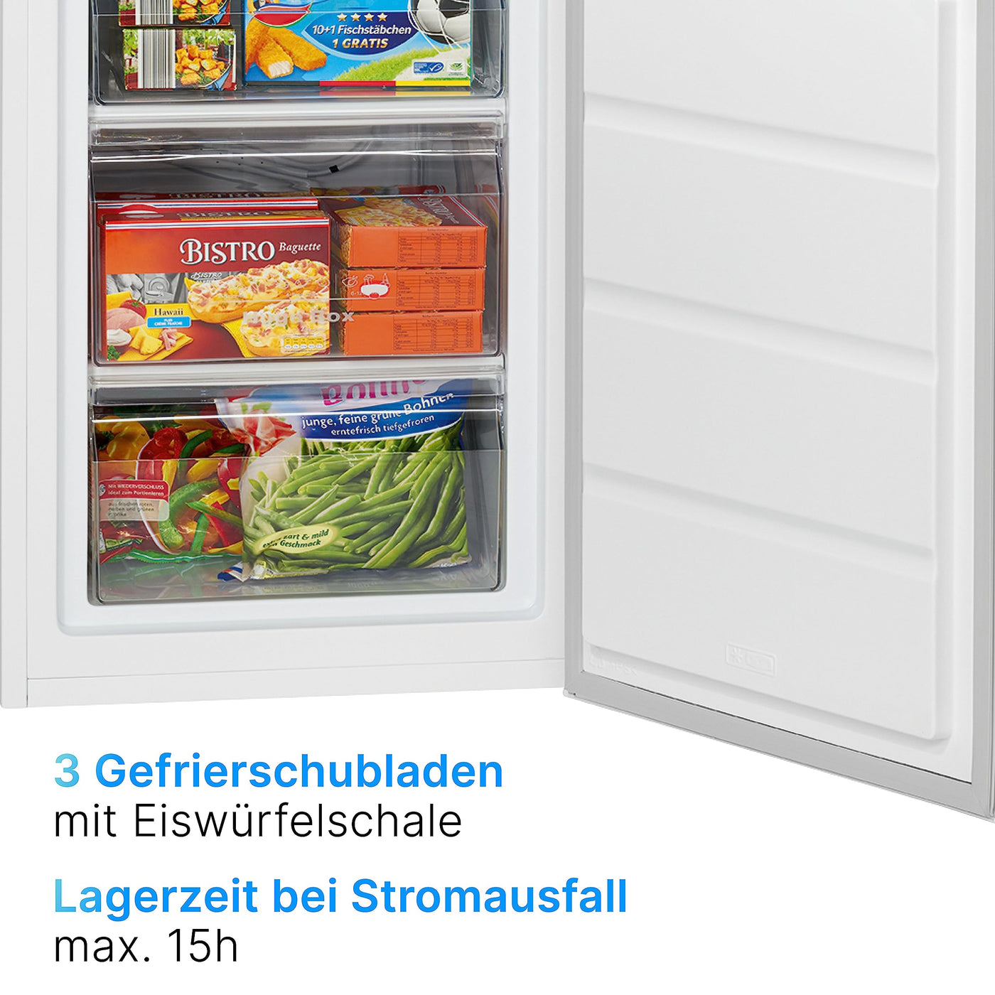 Bomann Gefrierschrank 85L Nutzinhalt, Gefrierschrank klein mit 3 Schubladen, wechselbarer Türanschlag, Freezer mit 4 Sterne-Kennzeichnung, leise & effizient, nur 131 kWh/Jahr - GS 2196.1 weiß