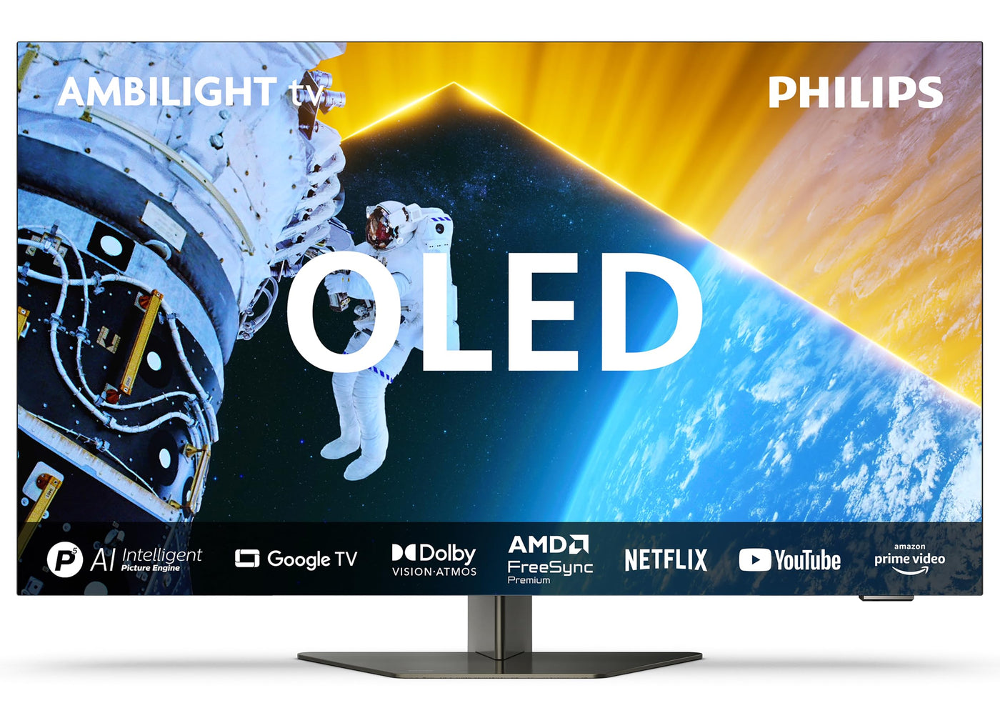 Philips Ambilight 55OLED809 4K OLED Smart TV - 55-Zoll Display mit P5 AI Perfect Picture, Ultra HD Google TV, Dolby Vision und Dolby Atmos Sound - Funktioniert mit Alexa und Google Sprachassistent