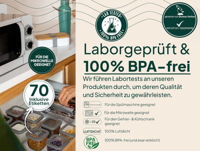 uandu Vorratsdosen mit Deckel Luftdicht - 12er Vorratsbehälter Set | Aufbewahrungsbox Küche Aufbewahrung & Organisation | BPA Frei | Küchen Organizer | Vorratsdosen für alle trockenen Lebensmittel