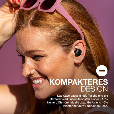 JLab Go Air Pop In Ear Kopfhörer kabellos Bluetooth, True Wireless Kopfhörer, 32+ Std Headphones, kabellose Ohrhörer, Earbuds mit Mikrofon, USB Ladebox, Dual Connect, EQ3 Sound, Schwarz