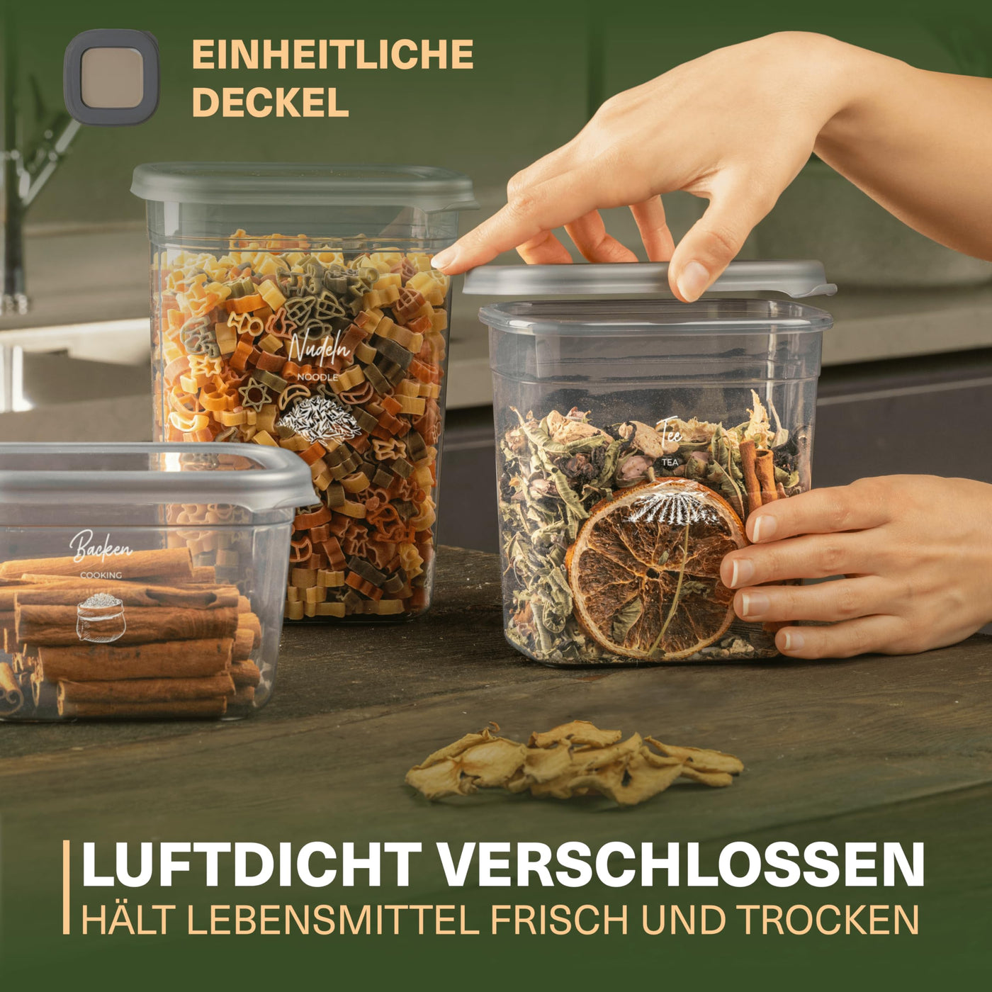 Viwares luftdichte Vorratsdosen mit Deckel | 15er Vorratsbehälter Set | BPA-FREI | Zur Müsli Mehl und Zucker Aufbewahrung | Praktische Aufbewahrungsbox Küche für alle Lebensmittel