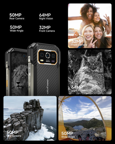 Ulefone Armor 27 Outdoor Smartphone, Android 14 Handys, 24GB+256GB/SD-2TB Outdoor Handy 10600 mAh/33W, 64MP+50MP+50MP+32MP Kamera mit 6.78 Zoll FHD+ 120Hz，IP68/69K 4G Dual SIM Handy/Volte/NFC/OTG/GPS