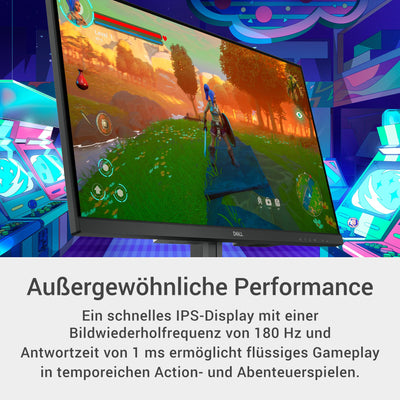 Dell G2725D 27 Zoll QHD (2560x1440) Gaming Monitor, 180Hz, IPS, 1ms, AMD FreeSync, 99% sRGB, DisplayPort, 2X HDMI, 3 Jahre Garantie, Schwarz