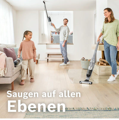 Bosch Hausgeräte Akku-Staubsauger Flexxo 2 in 1 Serie 4 BBH3K2801, kabelloser Handstaubsauger, beutellos, hohe Saugleistung, Lange Laufzeit, Düse mit LED Beleuchtung, alle Bodenarten, Silber