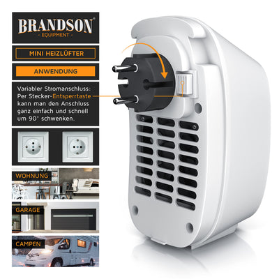 Brandson Steckdosen Heizlüfter Mini Keramik Heizung - Digital Anzeige Temperatur Timer - Lüfter 400W - Thermostat Überhitzungsschutz - - - Badezimmer Schlafzimmer, Zwangsluft