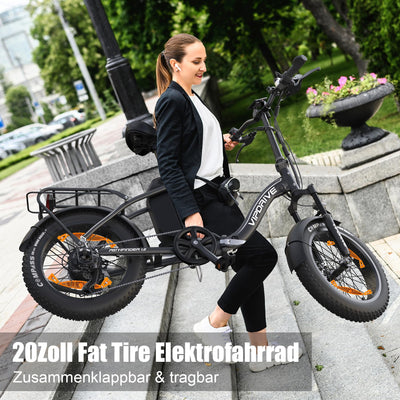 Vipdrive Elektrofahrrad 20 Zoll E-Bike Klappbar Fat Tire mit 48V 13Ah Abnehmbar Akku, E Bike für Herren und Damen, 250W Motor, LCD-Display, 25KM/H, Reichweite bis 100km Faltbares Pedelec