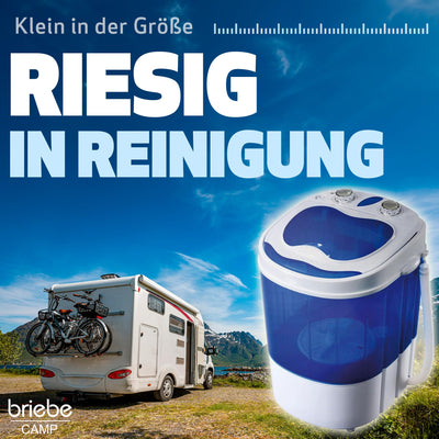 briebe Camp Mini-Waschmaschine Mobile mit Schleude, Camping, Tragbare Waschautomat bis 3 Kg Kleidung, Reisewaschmaschine, Wohnwagen, Wohnmobile, Geringer Wasser- und Energieverbrauch, WM1111