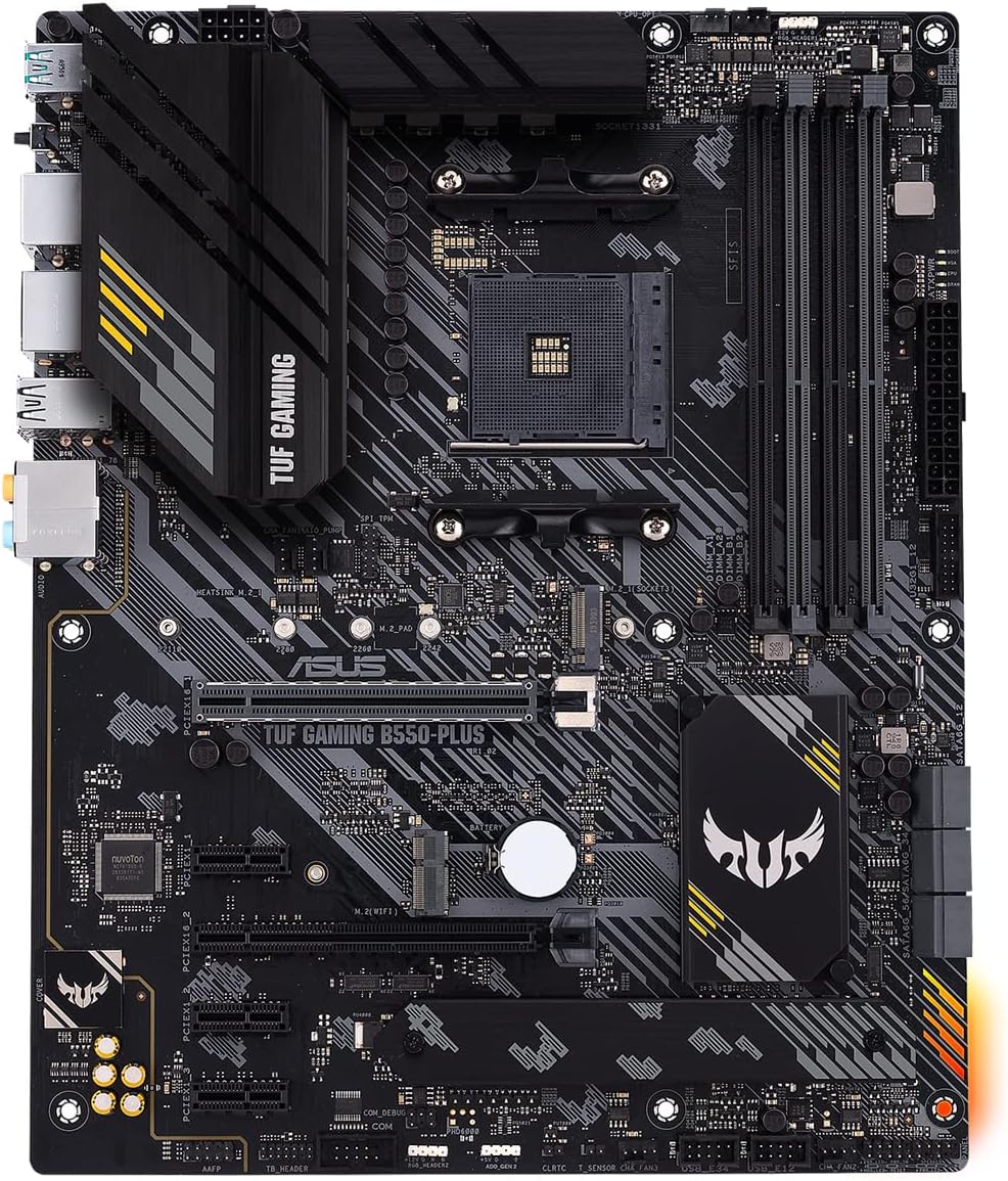 ASUS TUF Gaming B550-Plus Mainboard Sockel AM4 (ATX, Ryzen, PCIe 4.0, 2x M.2, 2Gbit/s Ethernet, SATA 6Gbit/s, USB 3.2 Gen 2 Typ-A/C, Aura Sync)