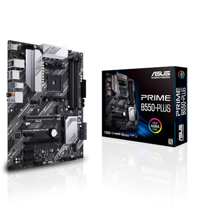 ASUS Prime B550-Plus Gaming Mainboard Sockel AM4 (ATX, Ryzen, PCIe 4.0, 2x M-2, 1Gbit/s-Ethernet, SATA 6Gbit/s, USB 3.2 Gen 2 Typ-A/C, Unterstützung für Aura Sync RGB Header)