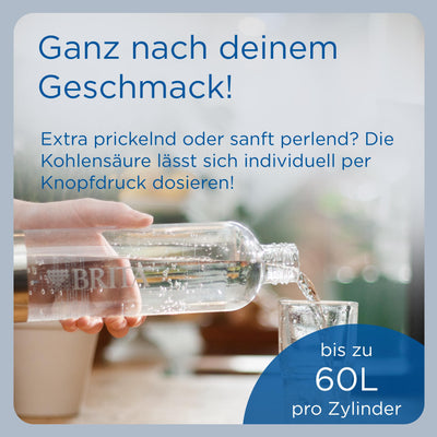 BRITA Wassersprudler sodaONE (schwarz) inkl. CO₂-Zylinder und BPA-freier PET-Flasche | Macht aus Trinkwasser spritziges Sprudelwasser (bis zu 60l pro Zylinder) – Trinkwassersprudler für zuhause