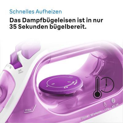 Braun TexStyle 3 SI 3030 PU Dampfbügeleisen - Bügeleisen mit FreeGlide 3D Bügelsohle, Selbstreinigungs Funktion, 2300 Watt, Dampfstoß 140g/min, 270 ml Wassertank, Violett