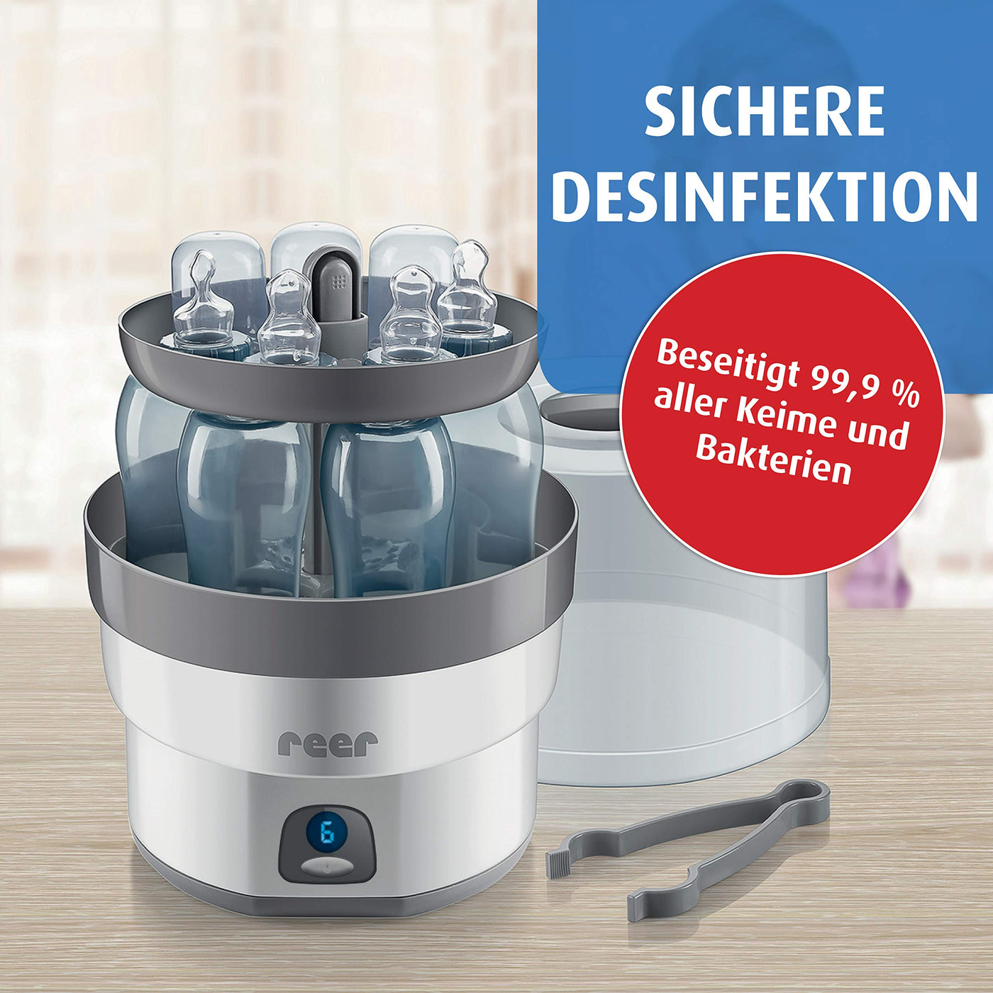 Reer VapoMax großer Vaporisator, Platz für 6 Fläschchen und Zubehör, ‎Weiß/anthrazit, 1 Stück (1er Pack)