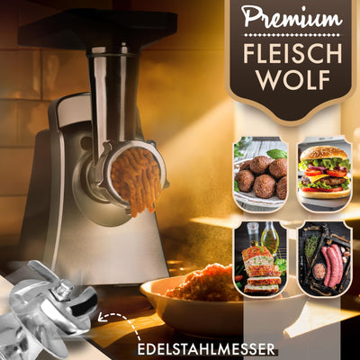 Bomann® Fleischwolf 1000W | mit Aufsatz für Plätzchen & Spritzgebäck | Fleischwolf elektrisch | 3 Metall-Scheiben | Vor-/Rücklauf | Fleischwolf mit Wurstfüller | Metall-Hals u. Schnecke | FW 6067 CB