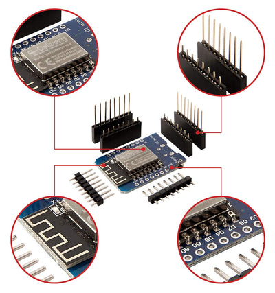 AZDelivery 3 x D1 Mini NodeMcu mit ESP8266-12F WLAN Module CH340G Lua kompatibel mit Arduino inklusive E-Book!