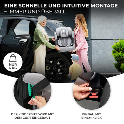 Kinderkraft Kinderautositz COMFORT UP I-SIZE, Autokindersitz, Autositz, Kindersitz, für Kinder von 76-150 cm, 5-Punkt-Sicherheitsgurt, Einstellbare Kopfstütze, ECE R129/03, Grün