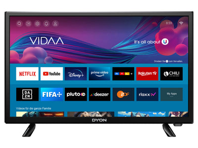 DYON Movie Smart 24 VX 60 cm (24 Zoll) Fernseher (HD Smart TV, HD Triple Tuner (DVB-C/-S2/-T2), App Store, Prime Video, Netflix, YouTube, DAZN, Disney+) [Mod. 2023]…