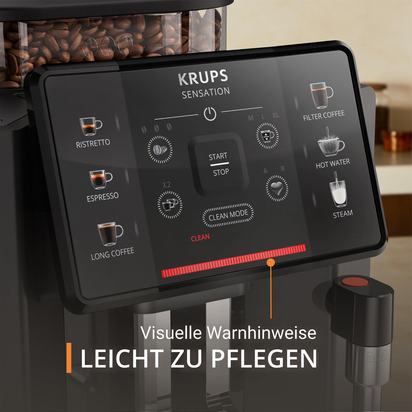 Krups Sensation Kaffeevollautomat, Milchschaumdüse, 5 Getränke, Filterkaffee-Funktion, 2-Tassen-Funktion, Kaffeemaschine, Schwarz, EA910810