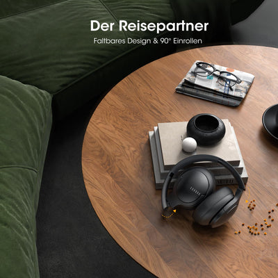 DOQAUS Bluetooth Kopfhörer Over-Ear [Bis zu 90 Std] Kopfhörer Kabellos Bluetooth mit 3 EQ-Modi, HiFi-Stereo Faltbares Bluetooth 5.3 Wireless Headphones für Reisen/Büro/Handy/PC-Schwarz