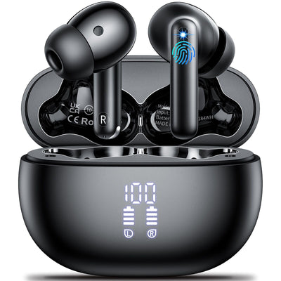 Bluetooth Kopfhörer in Ear Kopfhörer Kabellos Bluetooth 5.3 HiFi Stereoklang, Kopfhörer mit 4 ENC Noise Cancelling Mic, 42H Kabellose Kopfhörer con LED Anzeige Ladekoffer, IPX7 Wasserdicht Ohrhörer