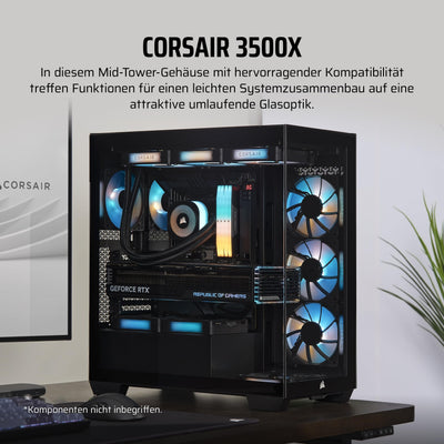 CORSAIR 3500X Mid-Tower ATX PC-Gehäuse - Gehärtetes Panorama-Glas - Umgekehrte Verbindung Motherboard-Kompatibel - Keine Lüfter Enthalten - Schwarz