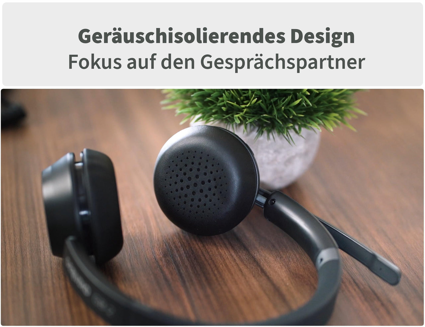 GEQUDIO GB-2 Bluetooth Headset mit Mikrofon, passives Noise Cancelling, Kopfhörer kabellos, 2 Geräte gleichzeitig verbinden (Smartphone, Handy, PC, Laptop), Wireless, Standby 500h (ohne USB-Adapter)