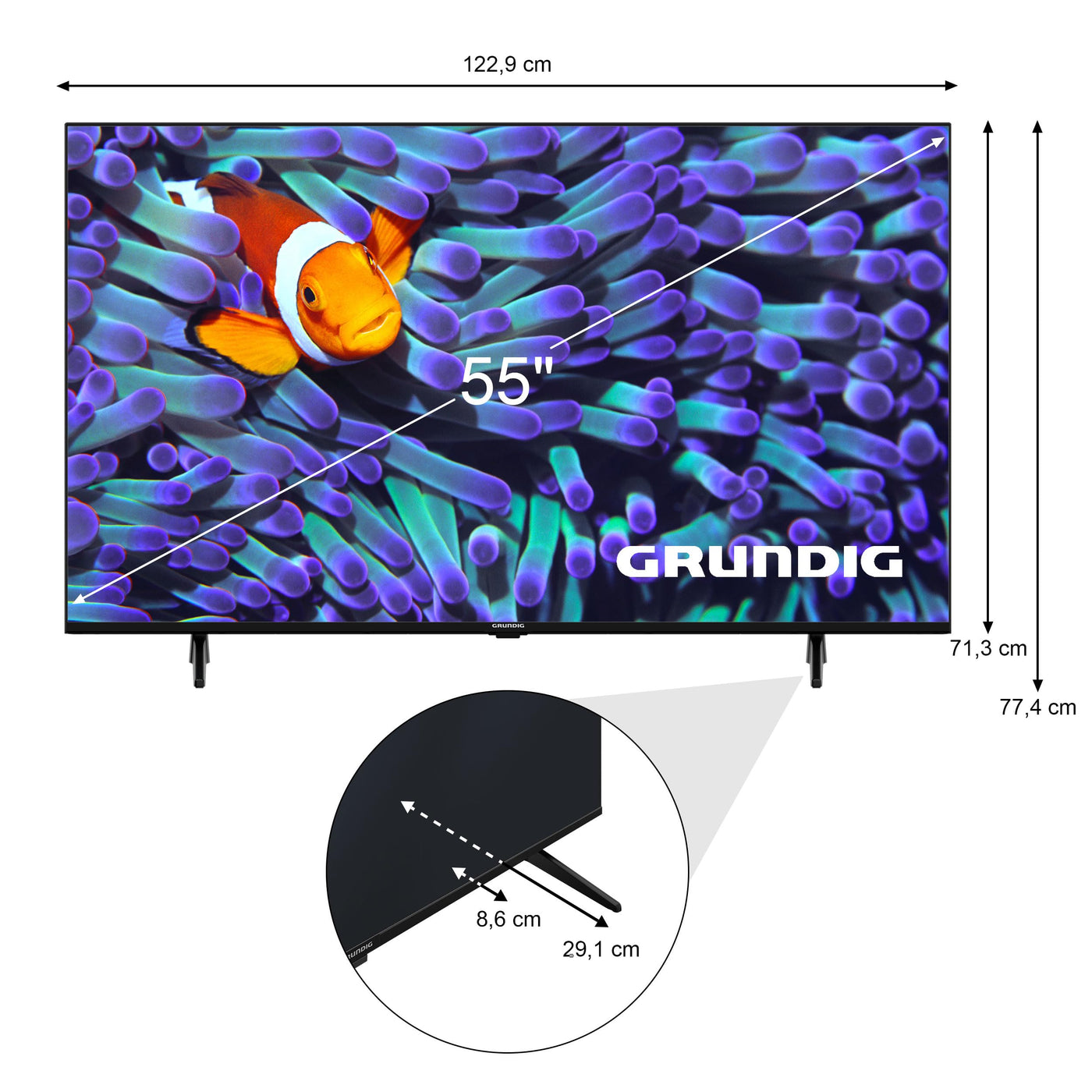 GRUNDIG 50 VOE 73 Fernseher 50 Zoll (126 cm) LED TV, Android 11 TV, 4K UHD, Dolby Digital, HDR10, Micro Dimming Engine, Chromecast Built-in, Bluetooth, Smart TV, Schwarz