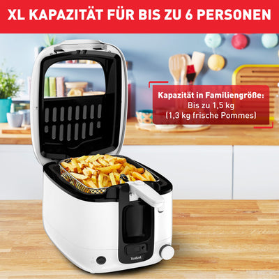 Tefal Fritteuse Super Uno FR3140 | inkl. Timer | Kapazität: 2,2 Liter | Spülmaschinengeeignete Teile | Antihaftbeschichtung | Geruchsfilter | Spritzschutz | Herausnehmbarer Behälter | Weiß/Schwarz