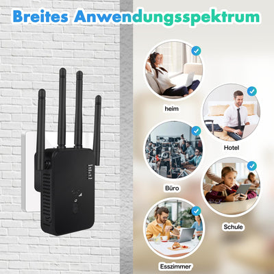 WLAN Repeater WLAN Verstärker 1200Mbit/s Dualband WiFi Booster mit Repeater/Router/Access Point Modus,Einfache Einrichtung,WiFi Range Extender Mit LAN/WAN Port,Kompatibel Allen WLAN Geräten