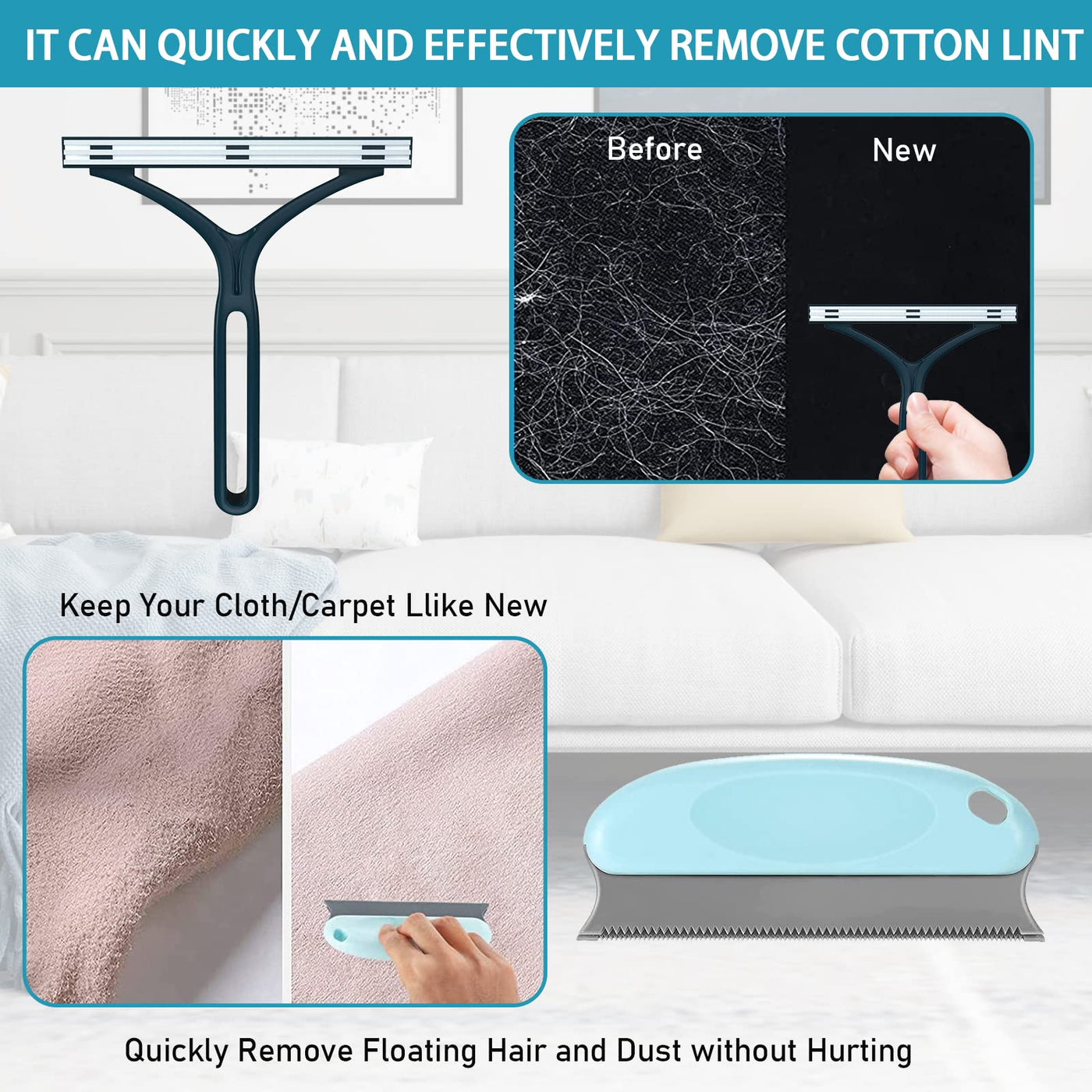 DINGFENG Wiederverwendbarer Magische Pfoten Fusselbürste, fusselentferner Kleidung 4 Stück, Lint Remover, pet Hair Remover, Tierhaarentferner zum Weben von Mänteln, Teppichen, Sofa