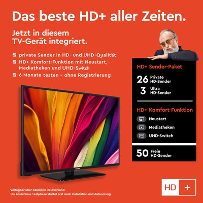 Téléviseur/Smart TV Telefunken D43U551X1CWI 43 pouces (4K Ultra HD, HDR Dolby Vision, triple tuner, Dolby Atmos) - 6 mois HD+ incl.