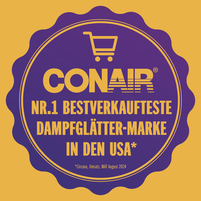 Conair Turbo ExtremeSteam Dampfglätter mit 5 EInstellungen | Dampfleistung 25g/Min. | Schnelle Aufheizzeit | 3 Aufsätze für feine und schwere Stoffe + Bügelfalten | weiß/beige