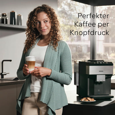 Siemens Kaffeevollautomat EQ500 classic TP516DX3, App-Steuerung, viele Kaffeespezialitäten, Milchaufschäumer, Doppeltassenfunktion, automat. Dampfreinigung, 1500 W, edelstahl/klavierlack schwarz