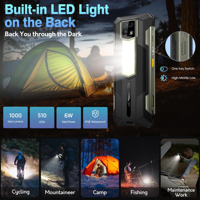 Ulefone Armor 24 Outdoor Handy 22000mAh mit 1000 Lumen Taschenlampe, Android 14 24GB + 256GB/2TB SD 64MP+64MP+16MP Nachtsicht,120Hz 6,78" FHD+ IP68 Smartphone 4G Dual SIM/NFC/Fingerabdruck ID GPS OTG