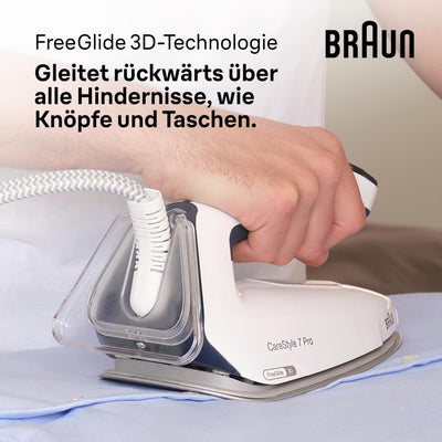 Braun CareStyle 7 Pro Dampfbügelstation IS 7282 BL – Dampfbügeleisen mit FreeGlide 3D Bügelsohle, iCare-Funktion, abnehmbarer 2 L Wassertank, Dampfstoß 600 g/min, 2700 Watt, Blau/Weiß