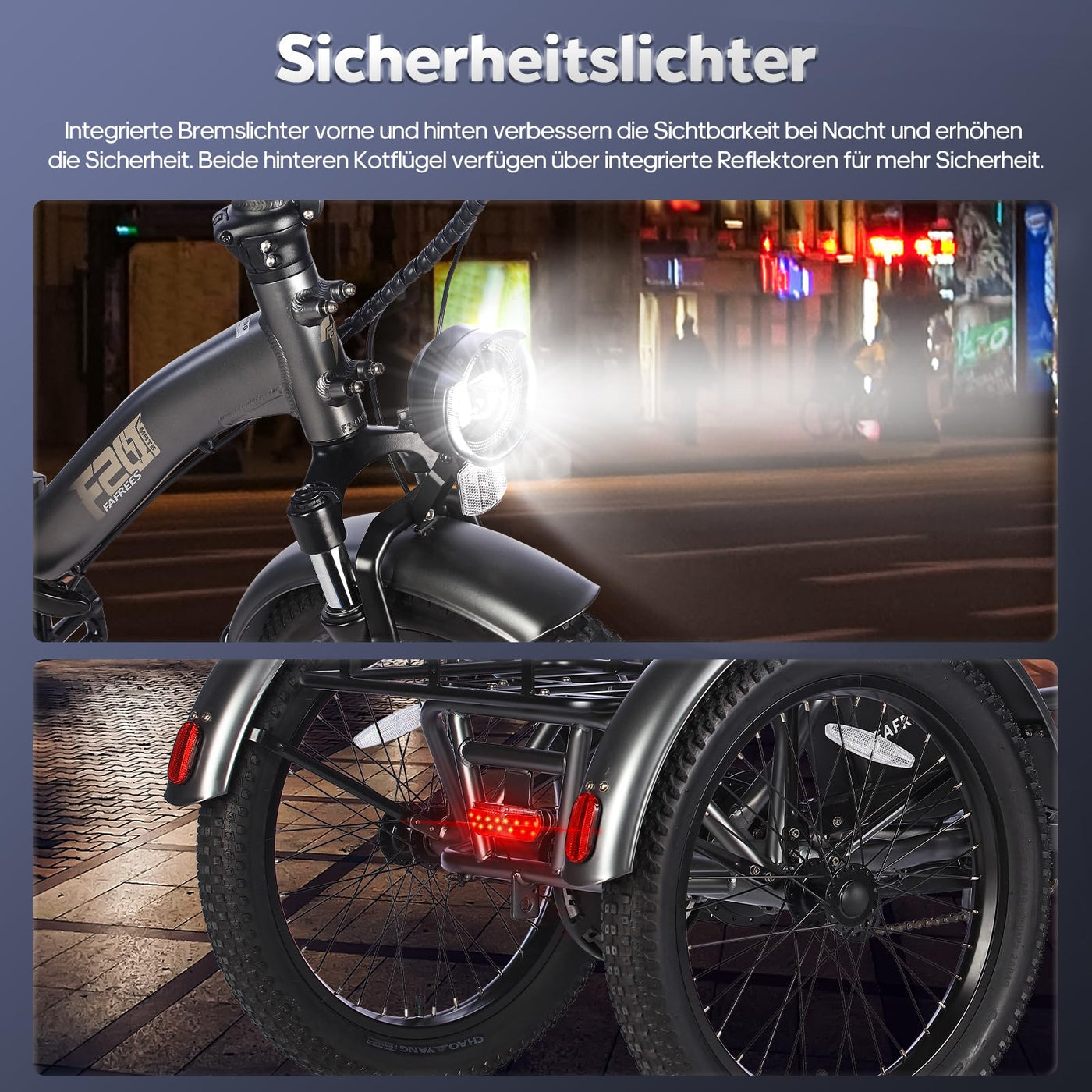 Fafrees E Bike Dreirad F20 Mate, Ebike Klapprad 20"*3.0 Zoll, Lastenfahrrad für Erwachsene 48V 18.2Ah Akku, e Bike 3 Rad 65N.m 25km/h, Dreirad für senioren (Kleiner hinterer Korb, Grau)