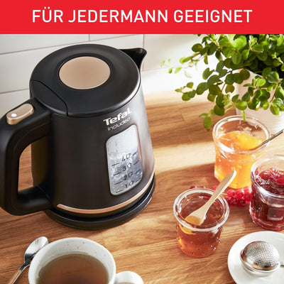 Tefal KI5338 Includeo Wasserkocher | Fassungsvermögen 1 L | Anti-Rutsch-Griff | einfach abzulesende Wasserstandsanzeige | 360°-Drehsockel | herausnehmbarer Filter | 2400 W | 23.3 x 16.6 x 20 cm