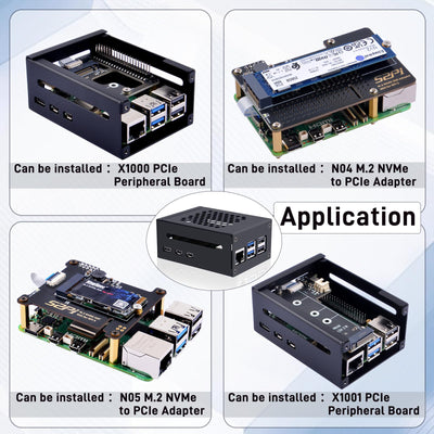 GeeekPi Metall Gehäuse für Raspberry Pi 5,Support PCIe M.2 NVMe SSD Shield Top X1001 / X1003 / X1000 / N04 / N05 & Raspberry Pi 5 Active Cooler (Not Included)