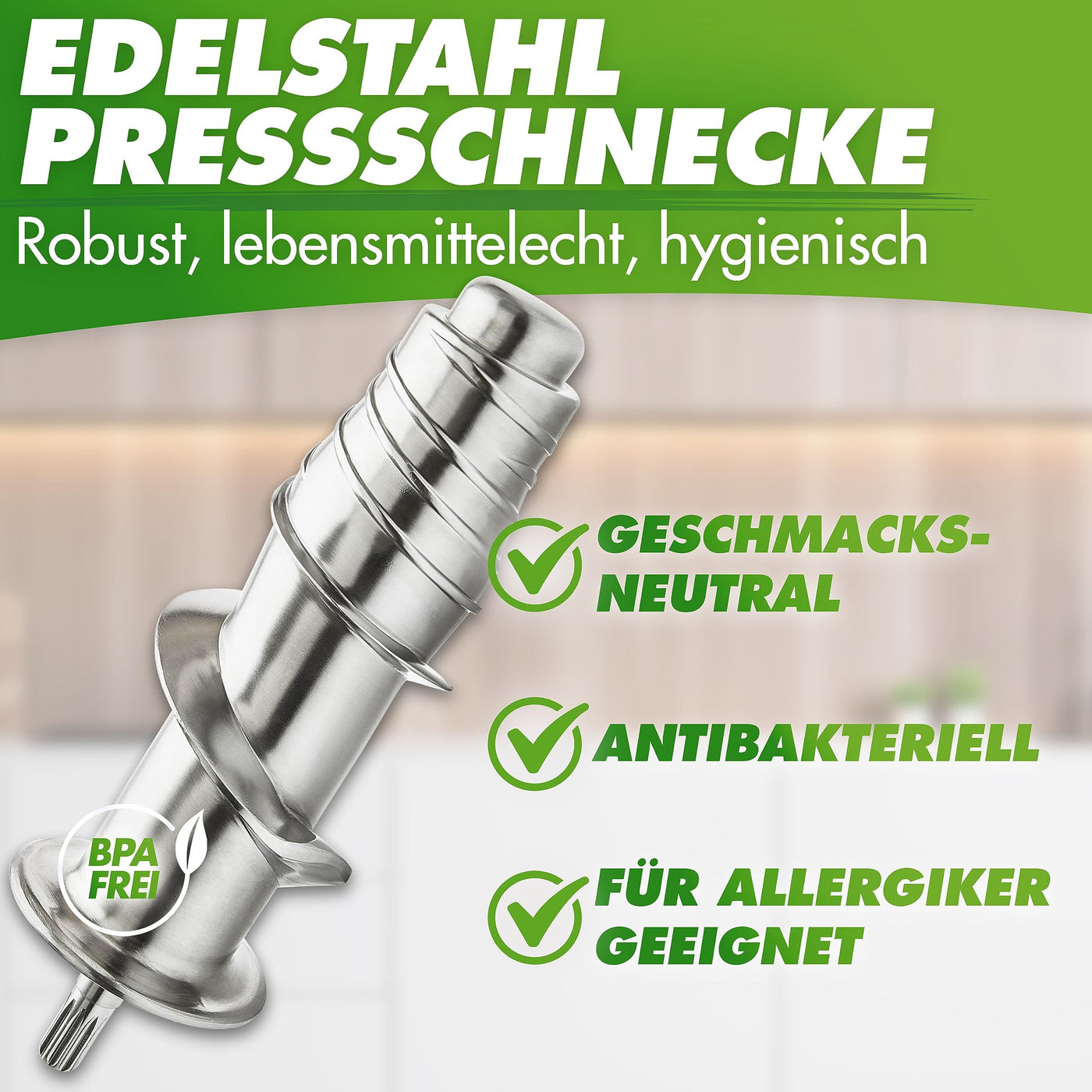 GREEN-PRESS EDELSTAHL Slow Juicer 304 Edelstahl Schnecke BPA-frei I DEUTSCHE MARKE I Ganze Früchte Sellerie Gemüse und Obst Entsafter Testsieger 2023 Allrounder Saftpresse elektrisch