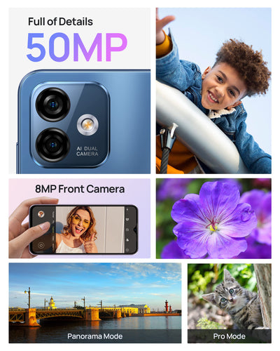 Ulefone Note 16 Pro Handy Ohne Vertrag (2024), 16GB+256GB Android 13 Smartphone, 50MP+8MP Kamera 4400mAh, 6.52" HD+, Dual SIM 4G Simlockfreie Handys Octa Core/Fingerabdruck/NFC/OTG/GPS