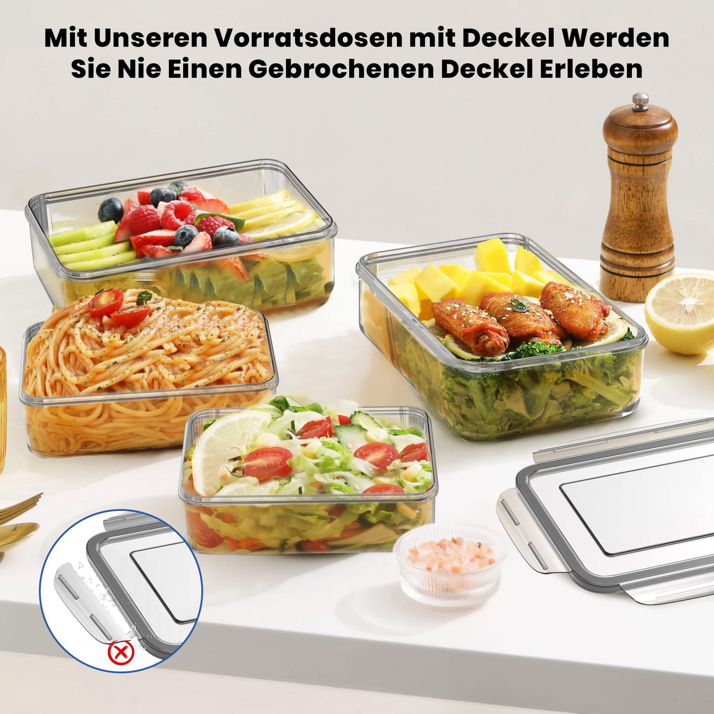 TUSEASY Frischhaltedosen mit Deckel, 12 Stück Vorratsdosen Luftdicht Aufbewahrungsbox mit Deckel Küche Meal Prep Boxen Tupperdosen Set BPA-Frei Plastikbox, Geignet als Kühlschrank Organizer