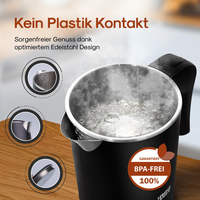 LEBENLANG Reise Wasserkocher Edelstahl Klein 0 5 Liter & BPA-Frei - Reisewasserkocher 600W Energiesparend Energieeffizienz - Mini Camping Kettle Schwarz 0.5 0,5 l