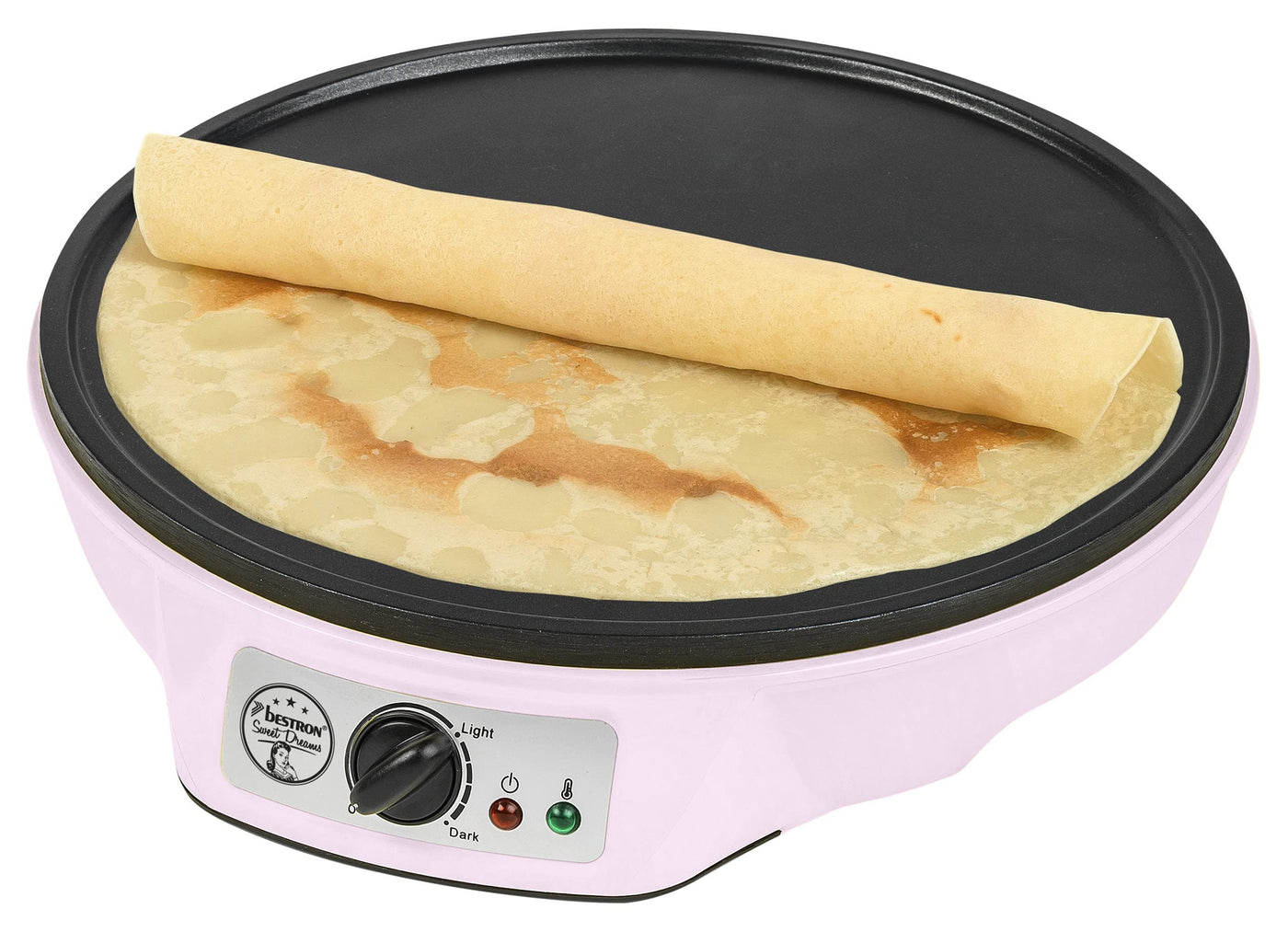 Bestron Crêpes Maker im Retro Design, für Crepes mit Ø 30 cm, inkl. Teigverteiler & Crêpes-Wender, mit Antihaftbeschichtung, 1000 Watt, Farbe: Pink