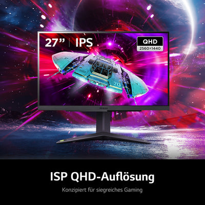 LG Electronics 27GS75QX-B.AEU UltraGear™ QHD Gaming IPS-Monitor 27" (68,4 cm), 2560 x 1440, 16:9, 1ms GtG, 180 Hz, HDR10, 300 cd/m² Helligkeit (typ.), NVIDIA G-Sync Compatible, AMD FreeSync - Schwarz