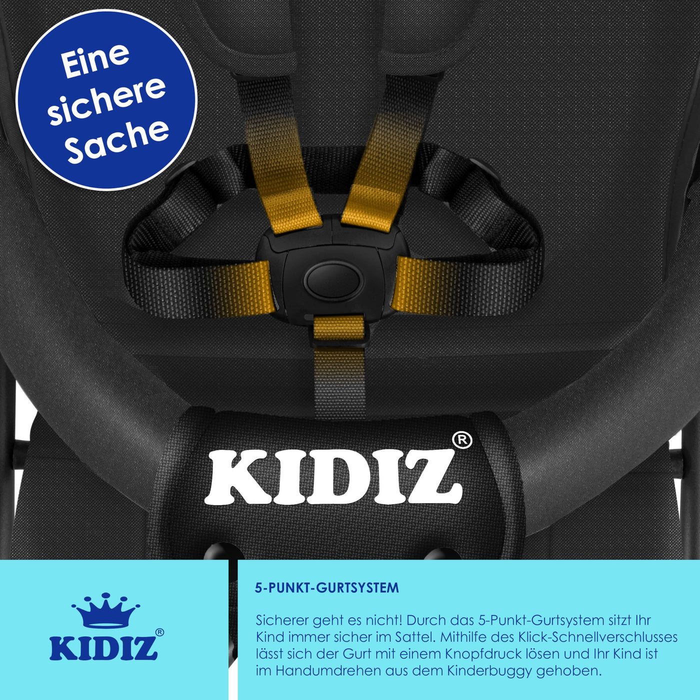 KIDIZ® Kinderwagen CITY Buggy Kinderbuggy klappbar Sportwagen Faltbar 360° 4-Zoll-Räder Inkl. Sonnen- und Regenverdeck zusammenklappbar 5-Punkt-Sicherheitsgurt ab 6 Monate, Schwarz