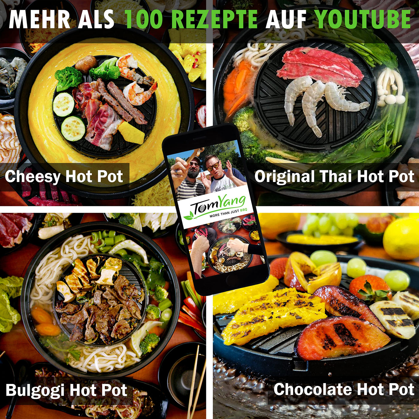 TomYang Hot Pot – Der Original Thai Grill, Designed in Germany, Schweizer Antihaftbeschichtung, mehr als 100 Anleitungsvideos & Rezepte. Korean BBQ , Hotpot, Mookata Thai Hot Pot Topf