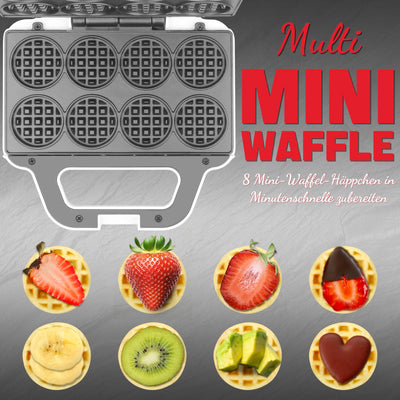 SugarWhisk Mini-Waffelmaschine, Waffeleisen für Kinder, backt 8 x 5cm winzige Waffeln, kleine Waffelmaschine, kompakt & einfach zu bedienen, antihaftbeschichtete Oberfläche, inklusive Rezept, weiß